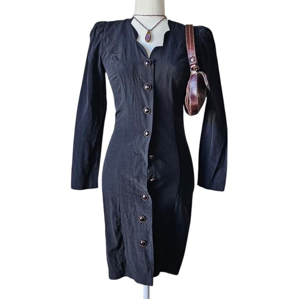 Vintage All That Jazz Black Victorian Edwardian Button Down Dress 3/4